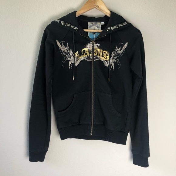 L.A.M.B. Sweaters - L.A.M.B. 2006 black graphic hoodie sweater size S